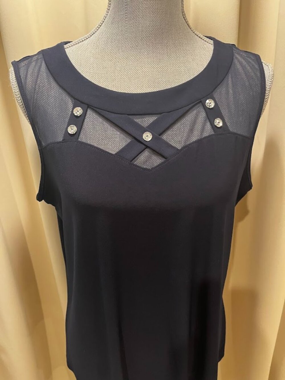 Adele & May Navy Blue Knit Top Sleeveless Size XL